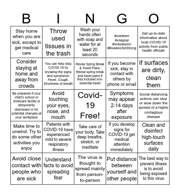 Covid-19 Free Bingo Card