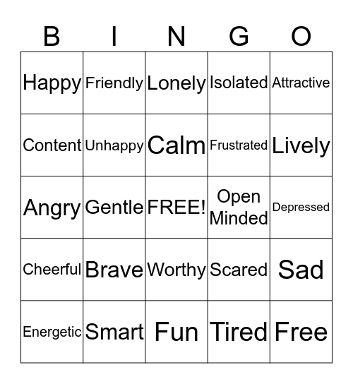 Confidence Building Bingo Card