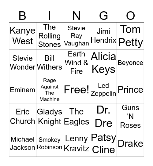 Music Bingo Card