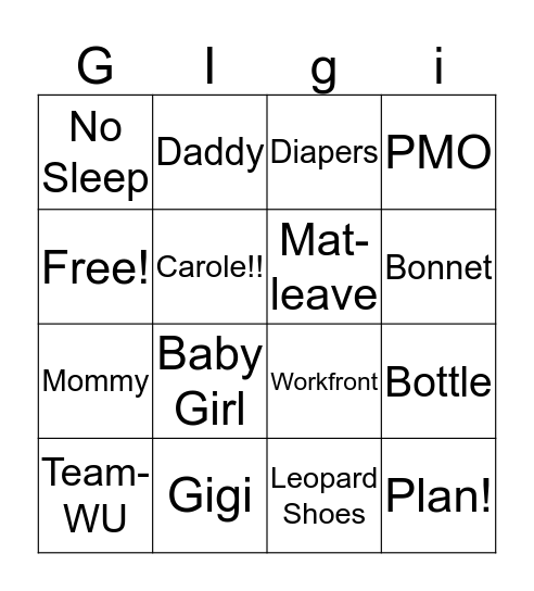 Allison & Gigi! Bingo Card