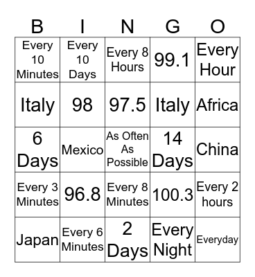 COVID - 19 Bingo Card