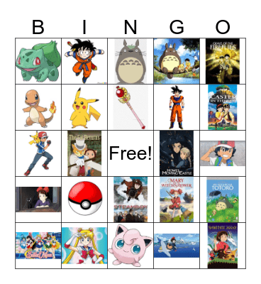 Anime Club Bingo Card