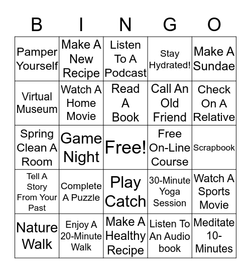 Geneva Park District - Adult Bingo Card