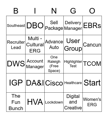 OneRaleigh Bingo Card