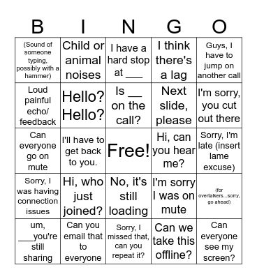 Sales Call Bingo Card