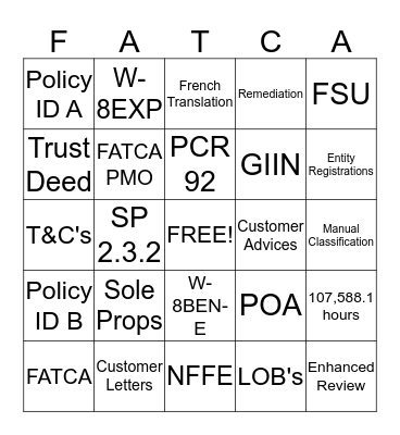 Congratulations!  Bingo Card