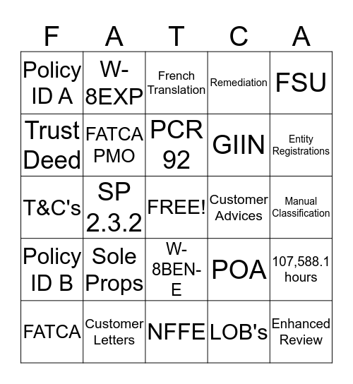 Congratulations!  Bingo Card