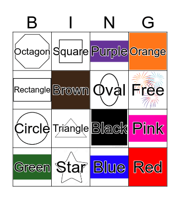 Color and Shapes Bingo Card