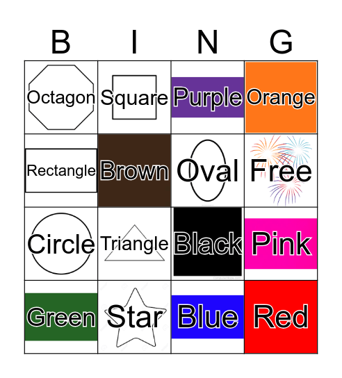 Color and Shapes Bingo Card