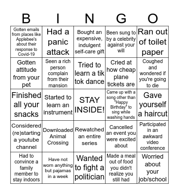 SOCIAL DISTANCING BINGO! Bingo Card