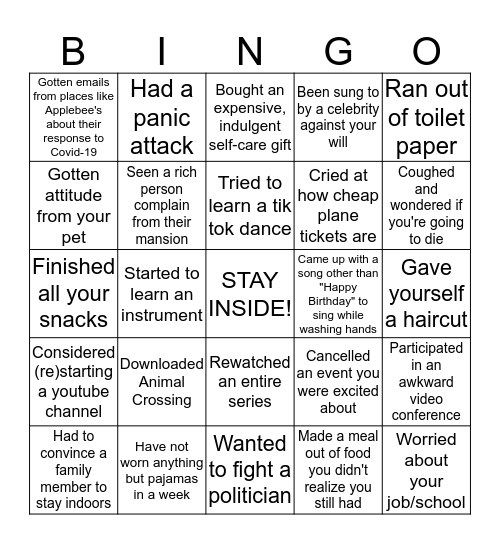 SOCIAL DISTANCING BINGO! Bingo Card