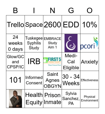 EMBRACE Bingo Card