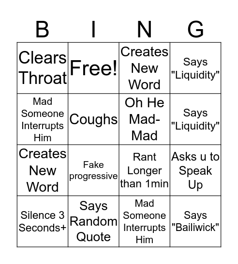 COB BINGO Card