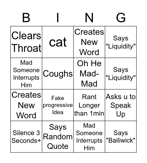 COB BINGO Card