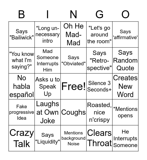 COB-INGO Bingo Card