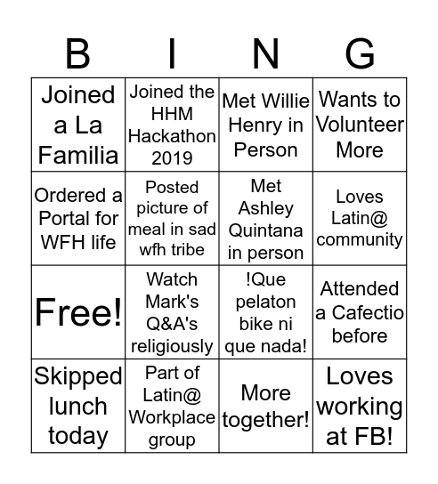 Cafecito Bingo 2020 Bingo Card