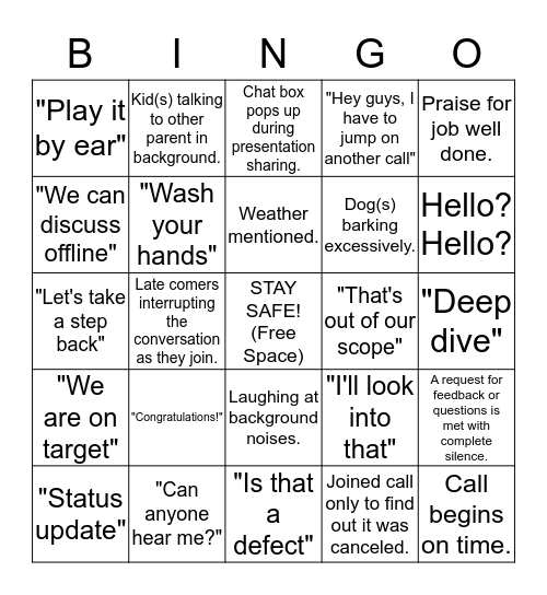 Bingo! That Conference Call Bingo Card