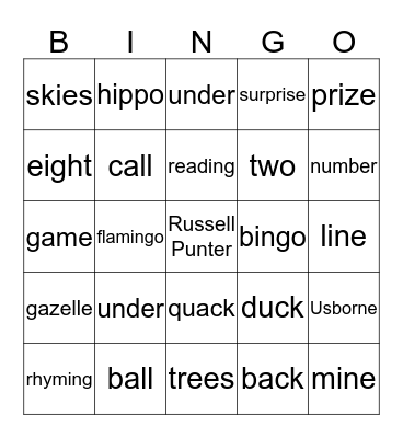 Flamingo Bingo Card