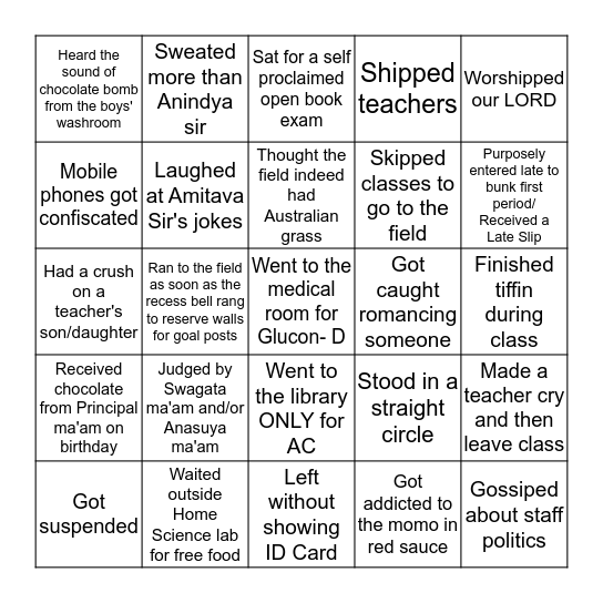 Bingo GHS Edition Bingo Card