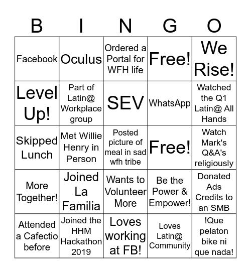 Cafecito Bingo 2020 Bingo Card