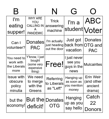 Outreach Bingo Card