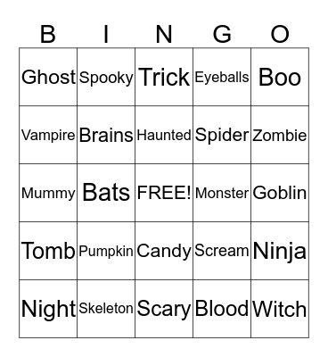 Halloween  Bingo Card