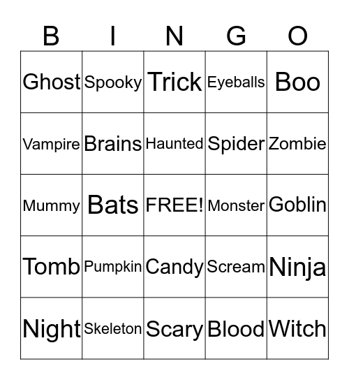 Halloween  Bingo Card