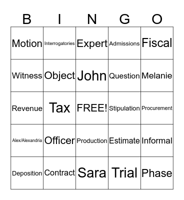 Chief Counsel CLE Day 4 Bingo Card