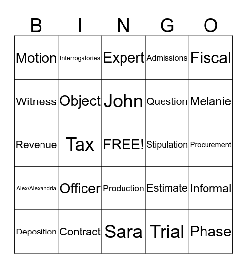 Chief Counsel CLE Day 4 Bingo Card