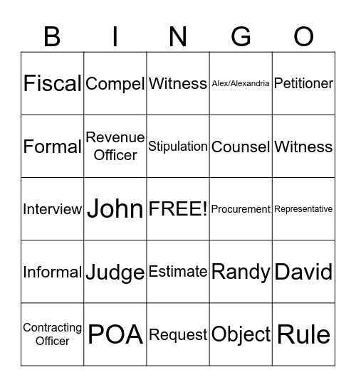 Untitled Bingo Card