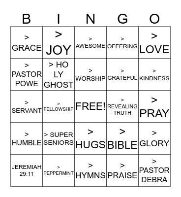 Super Seniors  Bingo Card