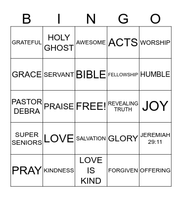 Super Seniors Bingo Card