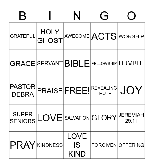 Super Seniors Bingo Card