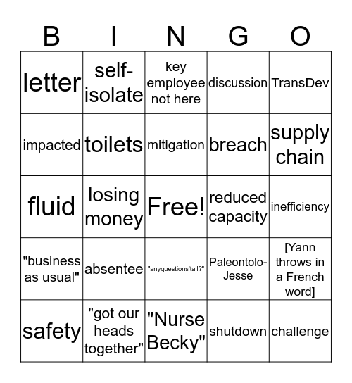 TransEd in crisis! Bingo Card