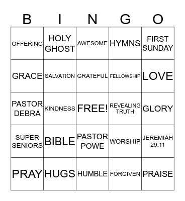 Super Seniors Bingo Card