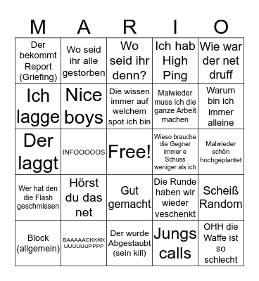 Mario Bingo Card