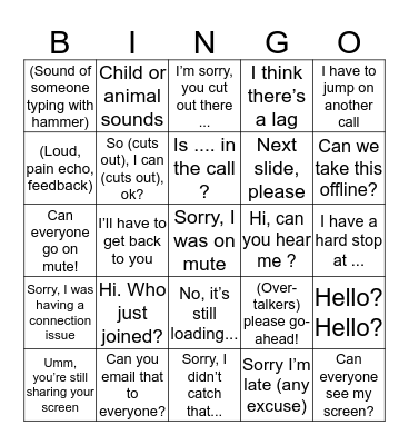 FM Change Team - Working from Home Bingo Card
