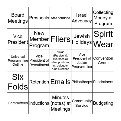 Board Positions!! Bingo Card