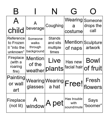 What You See+Hear in Zoom Meeting Bingo Card