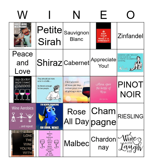 Girls Night In ZOOM Bingo Card