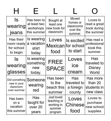 Summer Enrichment Welcome Game Bingo Card