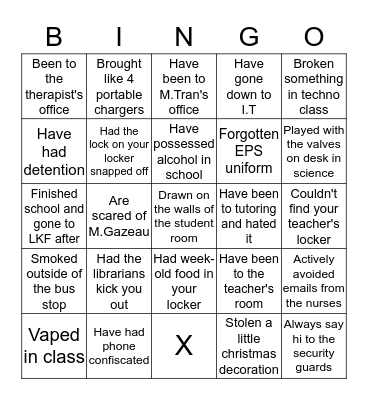 French Intl school BINGO Card