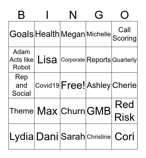 SS Team Meetings Bingo Card