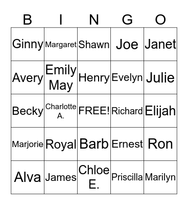 Skilton Reunion Bingo Card