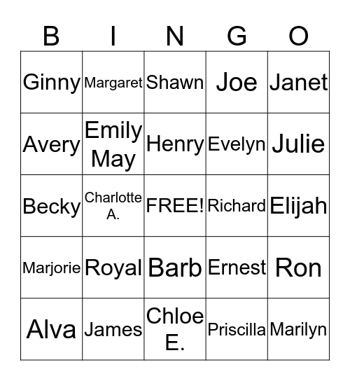 Skilton Reunion Bingo Card