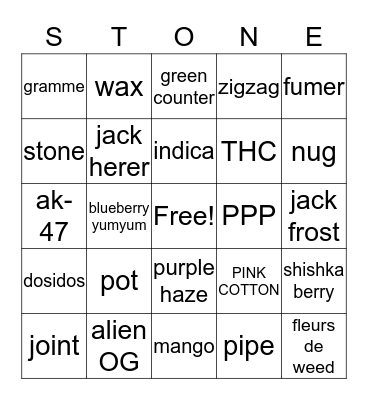 QUEEN STONER QC  Bingo Card