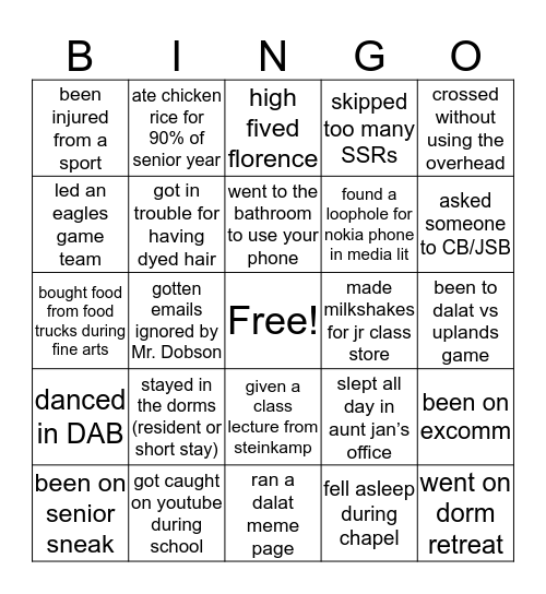 dalat bingo Card