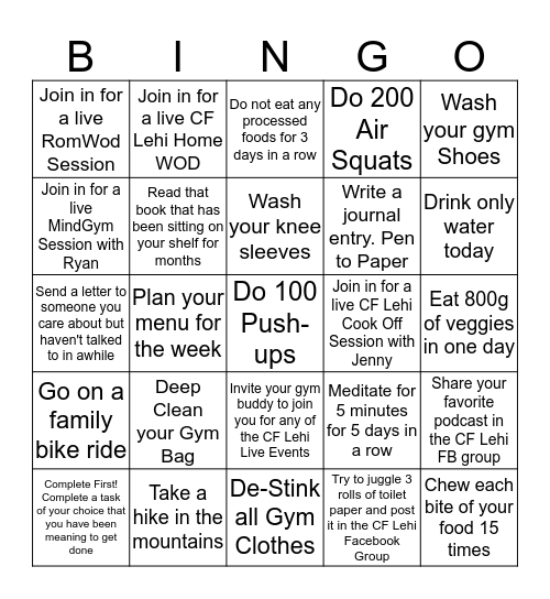 CF Lehi QuaranBingo - Round 2 Bingo Card