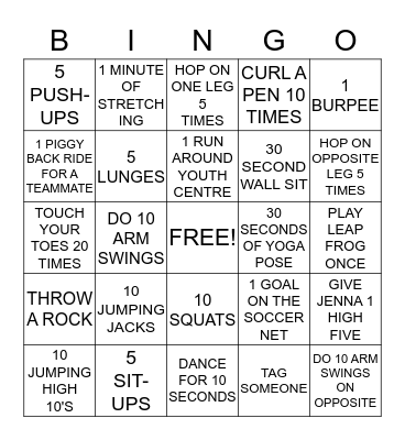 FITNESS BINGO Card