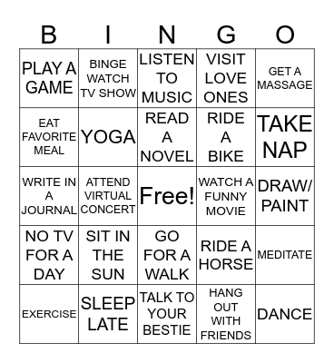 SELF CARE BINGO Card